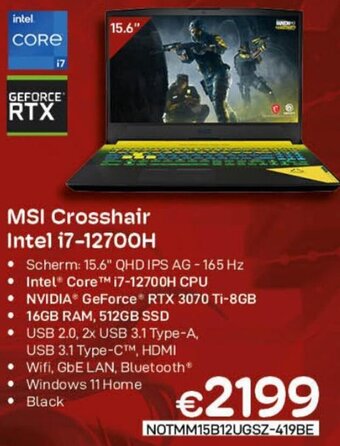 CompuDeals MSI Crosshair Intel i7-12700H aanbieding