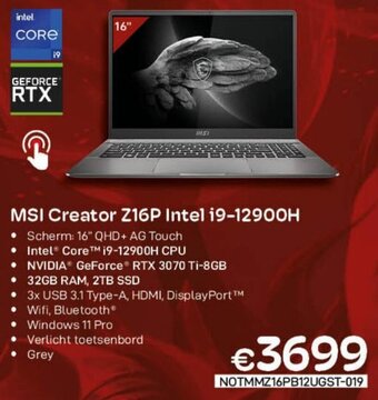 CompuDeals MSI Creator Z16P Intel i9-12900H aanbieding