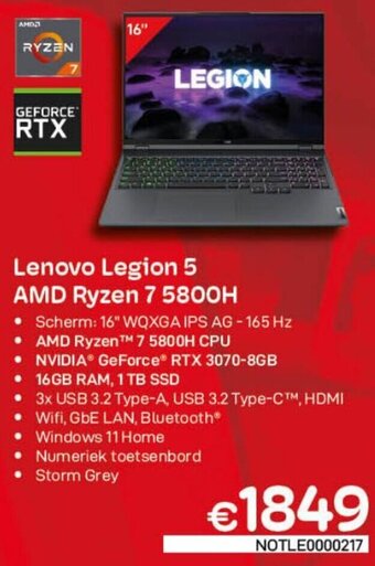 CompuDeals Lenovo Legion 5 AMD Ryzen 7 5800H aanbieding