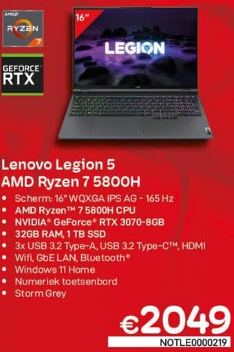 CompuDeals Lenovo Legion 5 AMD Ryzen 7 5800H aanbieding