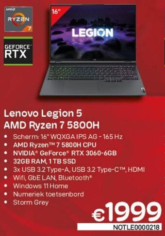 CompuDeals Lenovo Legion 5 AMD Ryzen 7 5800H aanbieding