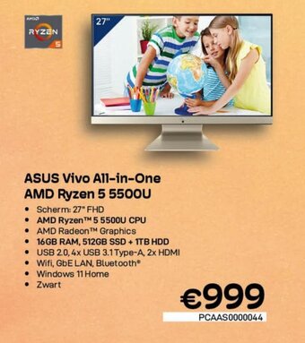 CompuDeals ASUS Vivo All-in-One AMD Ryzen 5 5500U aanbieding