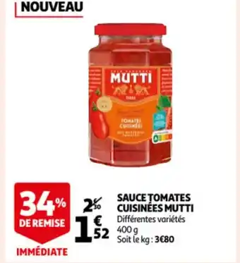 Auchan Mutti Sauce Tomates Cuisinees 400 g aanbieding