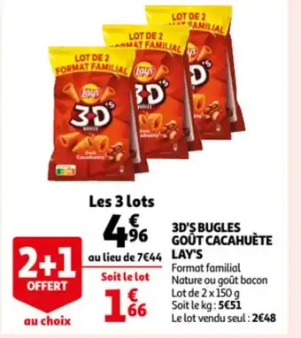 Auchan Lays 3Ds Bugles Gout Cacahuete 2 x 150 g aanbieding