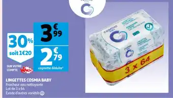 Auchan Cosmia Lingette Baby 3 x 64 aanbieding