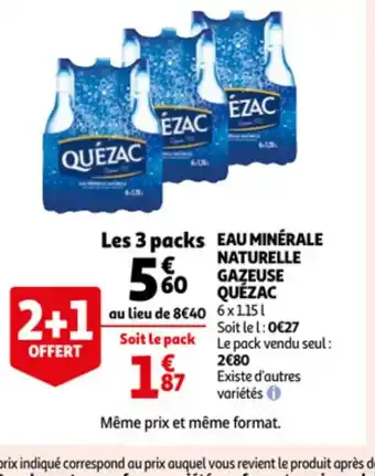 Auchan Quezac Eau Minerale Naturelle Gazeuse 6 x 1.15 L aanbieding