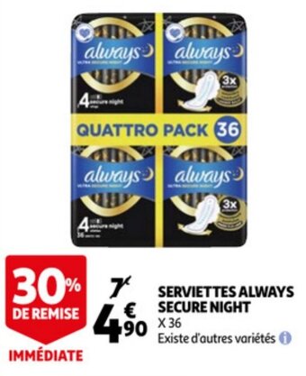 Serviettes Always Secure Night