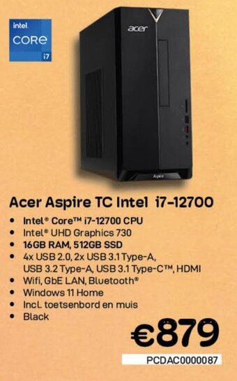 CompuDeals Acer Aspire TC Intel i7-12700 aanbieding