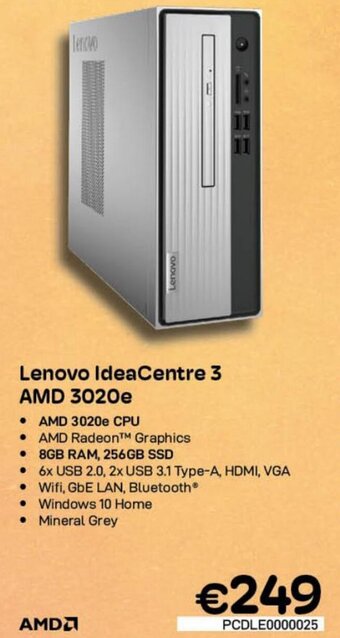 CompuDeals Lenovo IdeaCentre 3 AMD 3020e aanbieding