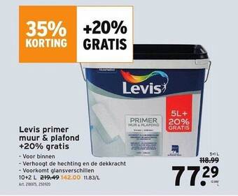 GAMMA Levis primer muur & plafond +20% gratis aanbieding