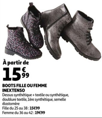 Auchan Boots fille ou femme inextenso aanbieding