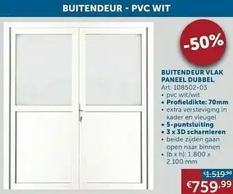 Zelfbouwmarkt Buitendeur vlak paneel dubbel aanbieding