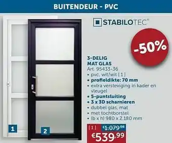 Zelfbouwmarkt 3-delig mat glas pvc, wit-wit aanbieding