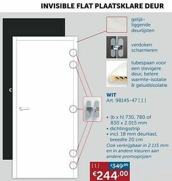 Zelfbouwmarkt Invisible flat plaatsklare deur wit aanbieding