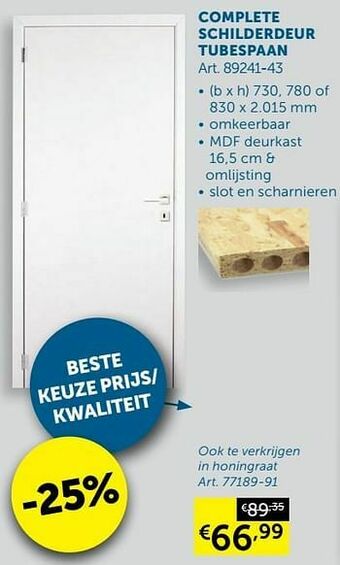 Zelfbouwmarkt Complete schilderdeur tubespaan aanbieding