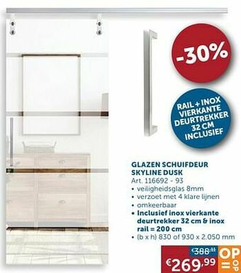 Zelfbouwmarkt Glazen schuifdeur skyline dusk aanbieding