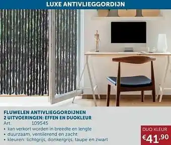 Fluwelen antivlieggordijnen 2 uitvoeringen: effen en duokleur