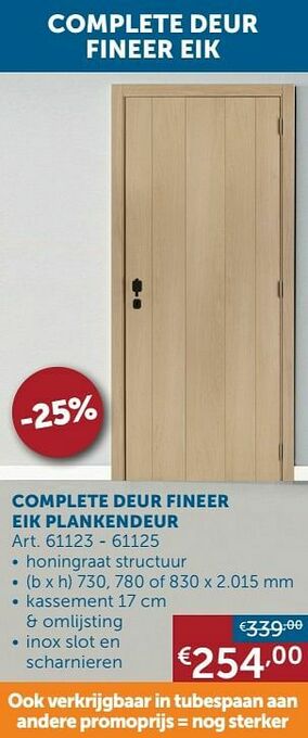 Zelfbouwmarkt Complete deur fineer eik plankendeur aanbieding