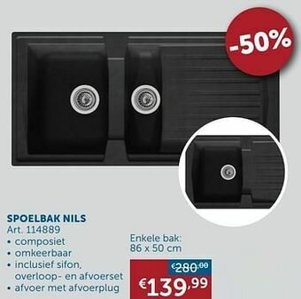 Zelfbouwmarkt Spoelbak nils enkele bak aanbieding