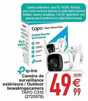 Cora Tp-link caméra de surveillance extérieure - outdoor bewakingscamera tapo c310 aanbieding