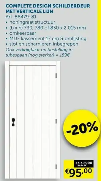 Zelfbouwmarkt Complete design schilderdeur met verticale lijn aanbieding