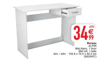 Cora Alpin Bureau 100,6 x 76,4 x 49,2 cm, 9824457 aanbieding