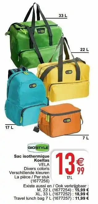 Sac isothermique koeltas vela