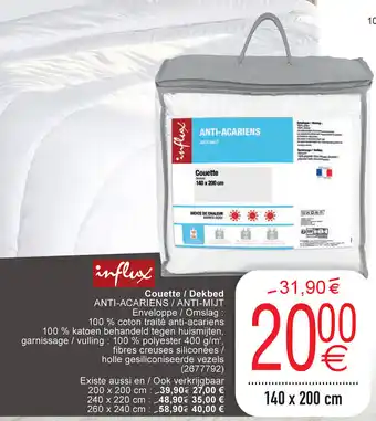 Cora Influx Couette , Dekbed Anti-Acariens / Anti-Mijt 140 x 200 cm, 2677792 aanbieding