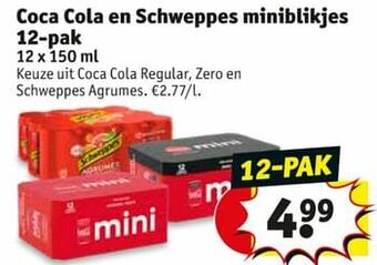 Kruidvat Coca cola en schweppes miniblikjes aanbieding