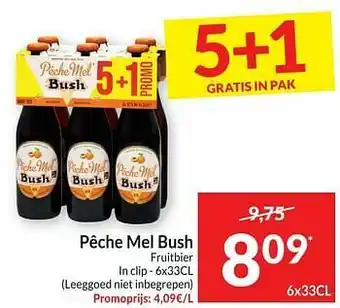 Intermarché Pêche mel bush fruitbier aanbieding