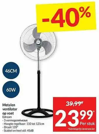 Intermarché Metalen ventilator op voet edream aanbieding
