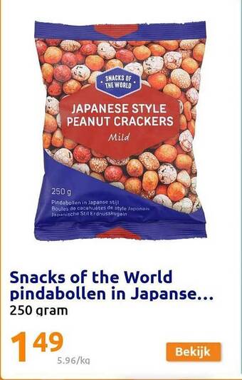 Action Snacks of the world pindabollen in japanse aanbieding