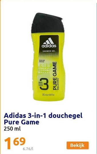 Action Adidas 3in1 douchegel pure game aanbieding