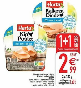 Cora Filet de poulet ou dinde kip- of kalkoenfilet herta aanbieding