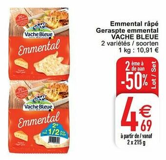 Cora Emmental râpé geraspte emmental vache bleue aanbieding