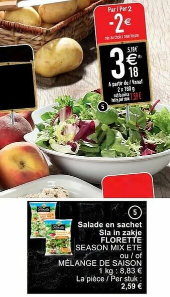 Cora Salade en sachet sla in zakje florette season mix ete aanbieding