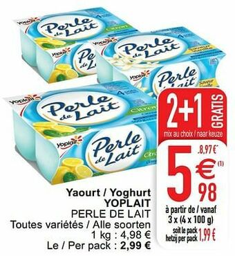 Cora Yaourt - yoghurt yoplait perle de lait aanbieding