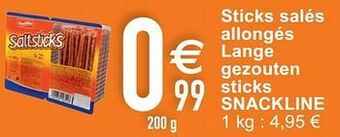 Sticks salés allongés lange gezouten sticks snackline