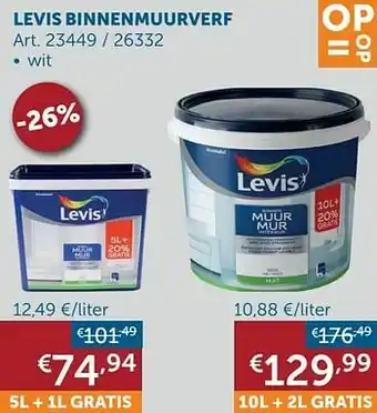 Zelfbouwmarkt Levis binnenmuurverf wit aanbieding
