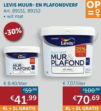 Zelfbouwmarkt Levis muur- en plafondverf wit mat aanbieding