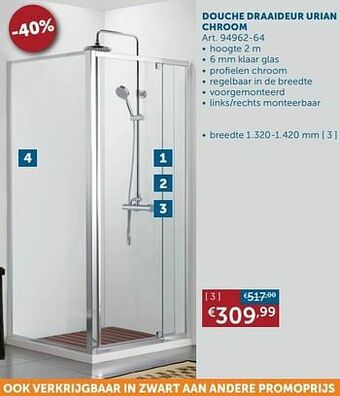 Zelfbouwmarkt Douche draaideur urian chroom aanbieding