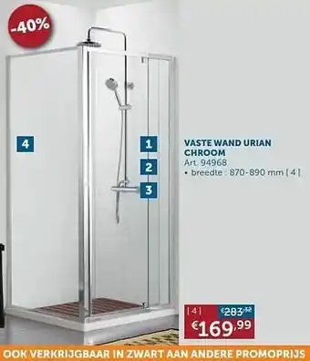 Zelfbouwmarkt Vaste wand urian chroom aanbieding