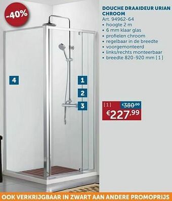 Douche draaideur urian chroom