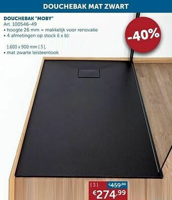 Zelfbouwmarkt Douchebak moby aanbieding