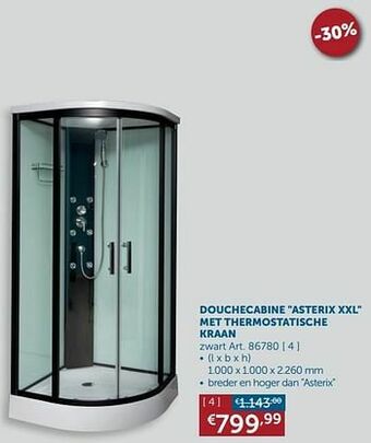 Zelfbouwmarkt Douchecabine asterix xxl met thermostatische kraan aanbieding