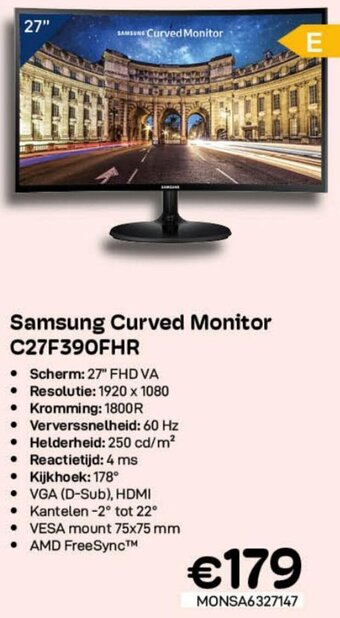CompuDeals Samsung Curved Monitor C27F390FHR aanbieding