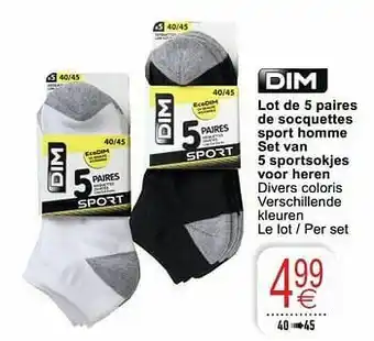 Cora Lot de 5 paires de socquettes sport homme set van 5 sportsokjes voor heren aanbieding