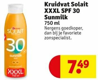 Kruidvat Kruidvat solait xxxl spf 30 sunmilk aanbieding