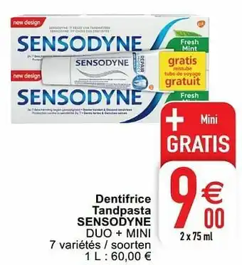 Cora Dentifrice tandpasta sensodyne duo + mini aanbieding