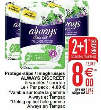 Cora Protège-slips - inlegkruisjes always discreet aanbieding
